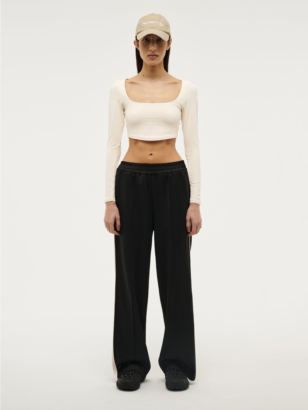 P.E Nation Man Down Black Wide-Leg Track Pants